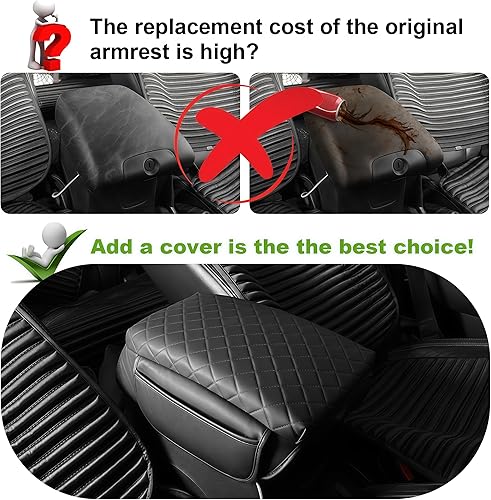 Miniatura 9 de Funda de consola para Jeep Wrangler JL 2018-2023 2024, almohadilla de reposabrazos de cuero negro con bolsillos laterales, consola central,