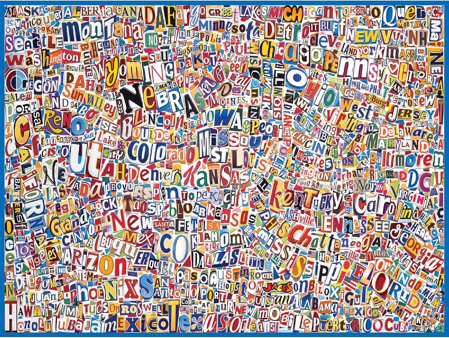 White Mountain 500 Piece Jigsaw Puzzle Travel Collage Puzzle with Large Pieces Gift for Adults and Family 18”x24” - USA World Map