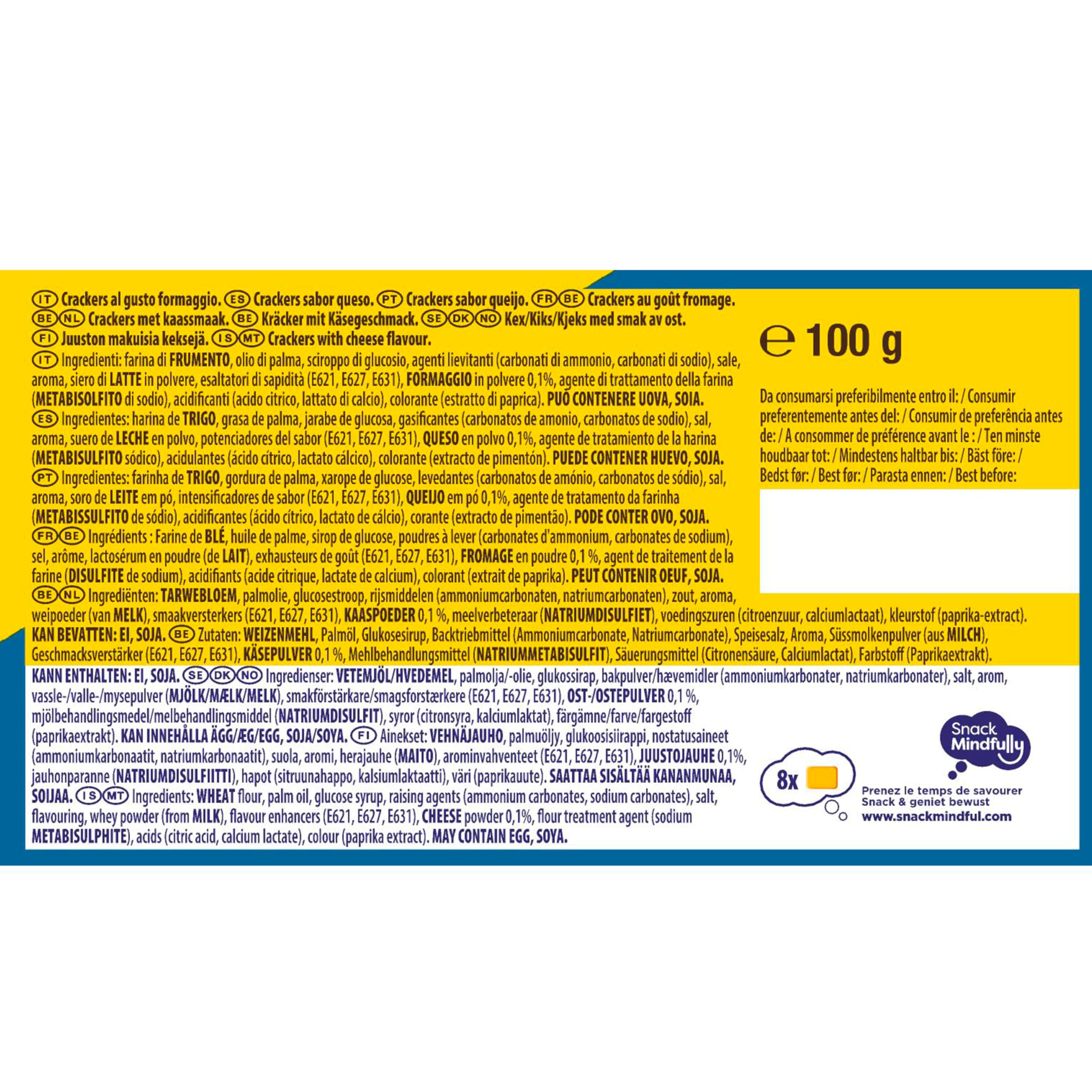 TUC Sabor Queso Galletas Saladas Crujientes, 100g, 100 gramo, 1