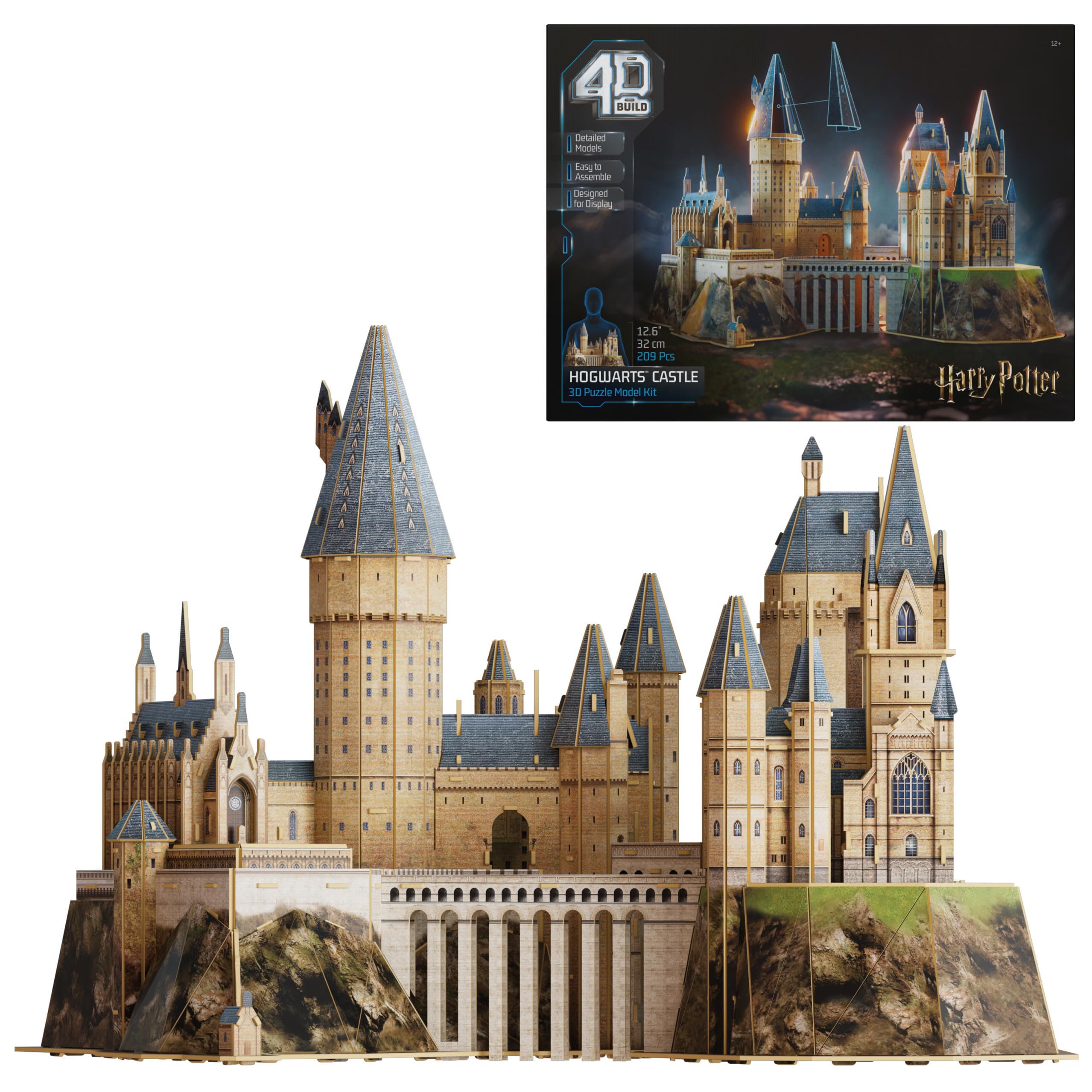 Build 4D - Harry Potter, Hogwart Castle, puzzle 3D z magicznego zamka Harry'ego Pottera, z wysokiej jakości kartonu, 209 części, dla fanów udanej serii od 12 lat