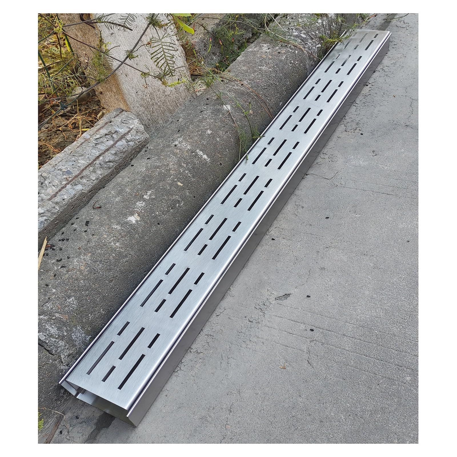 GLDYTVF Stainless Steel 304 Linear Drainage Grate for Outdoor Channels Rainwater System for Driveways Terrace Drain Cover (H4*W7CM/H1.57*W2.75IN)