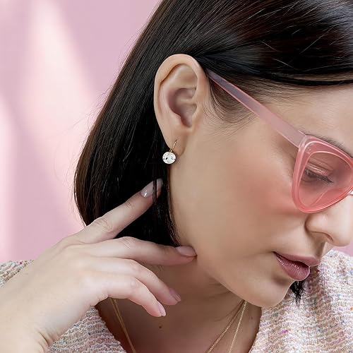 Miniatura 2 de 14k Solid Yellow Gold Gemstone Earrings - Birthstone Earrings - 8mm Dangle Earrings, Dainty Gemstones Earrings, Bridal Handmade Wedding Jewelry Gift