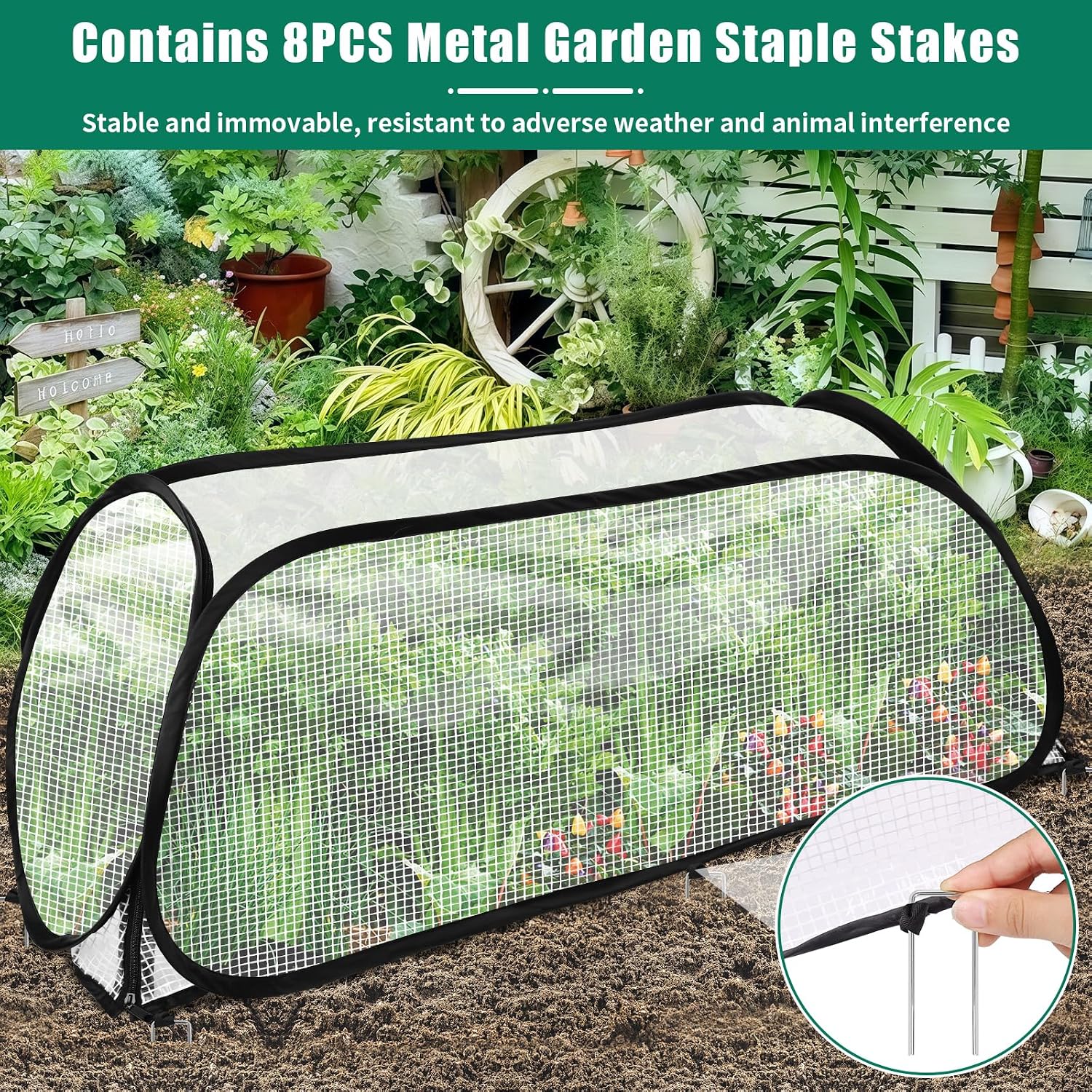 2 Pack Garden Covers for Raised Beds, 45"X22"X16", Freeze Protection image 4