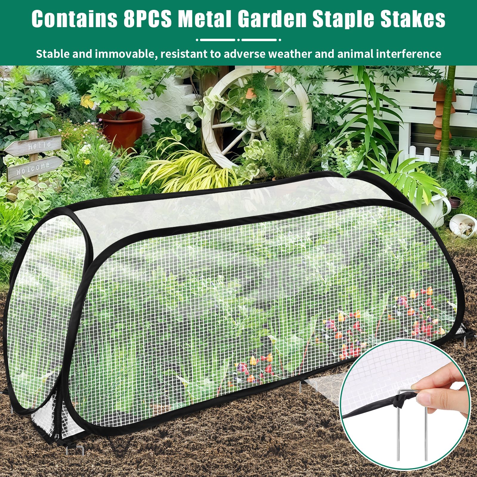 Paquete de 2 cubiertas de jardín para camas elevadas, 45 x 22 x 16 pulgadas, acelerador de cubierta de plantas de jardín, protección contra congelación, cubierta de invernadero para camas de jardín