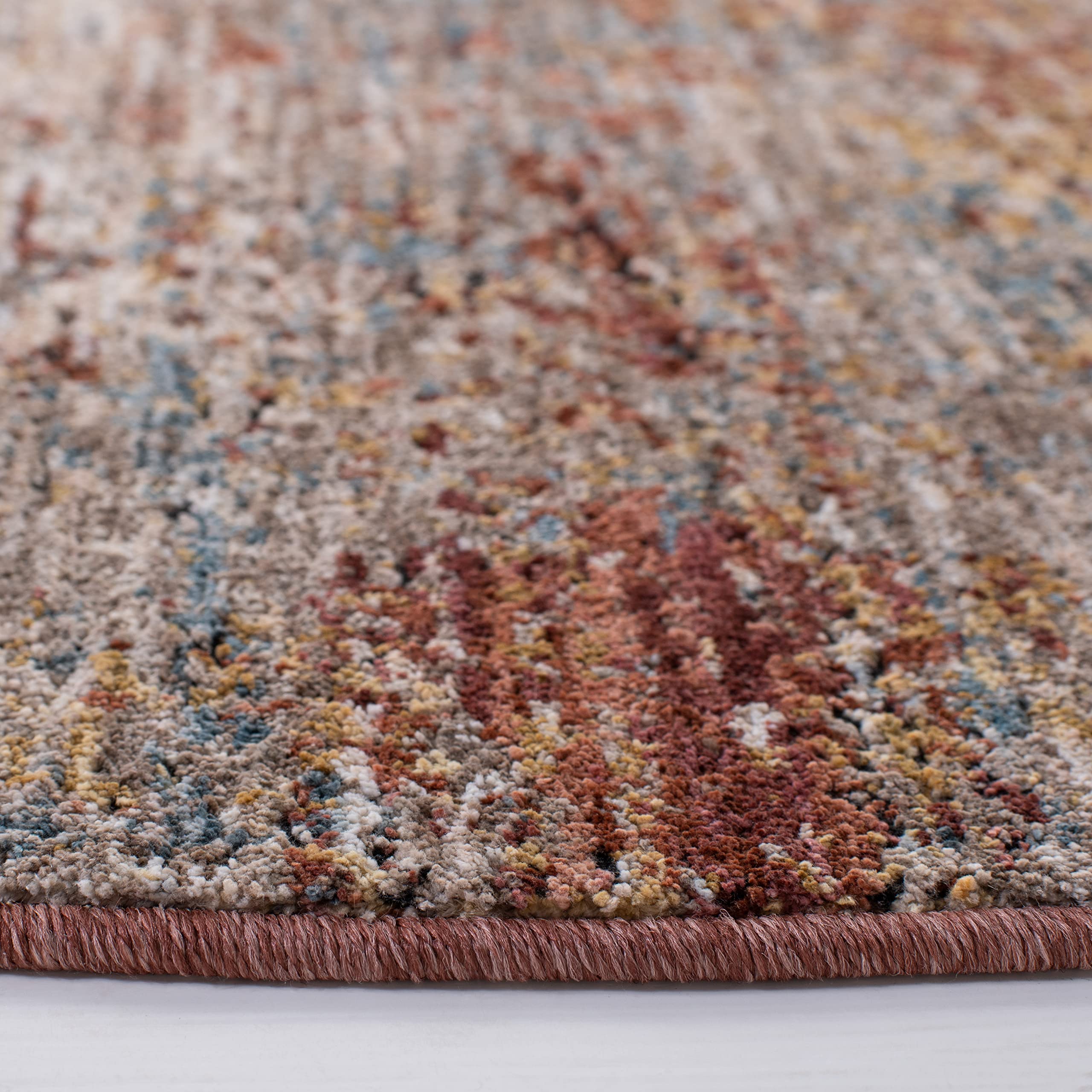SAFAVIEH Tappeto Runner Valencia Collezione Boho – 5x20 Cm, Azzurro E Grigio, Design Sbiadito, Facile Da Pulire E Antiscivolo Per Corridoio E Ingresso