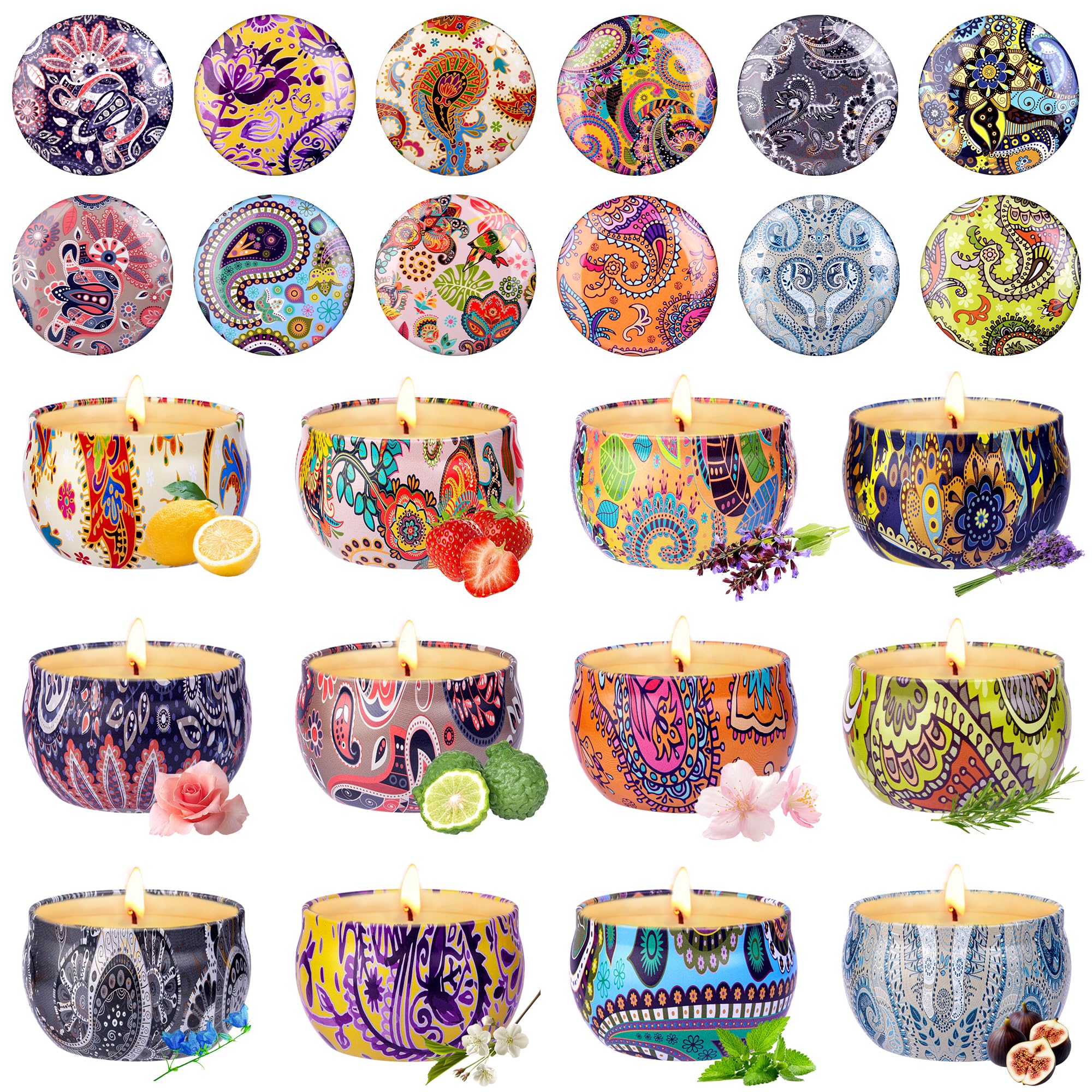 Vela perfumada en vaso, set de regalo de velas aromáticas para mujer, pequeños obsequios para mujer Navidad, set de velas perfumadas con cera de soja 100% natural 12 piezas