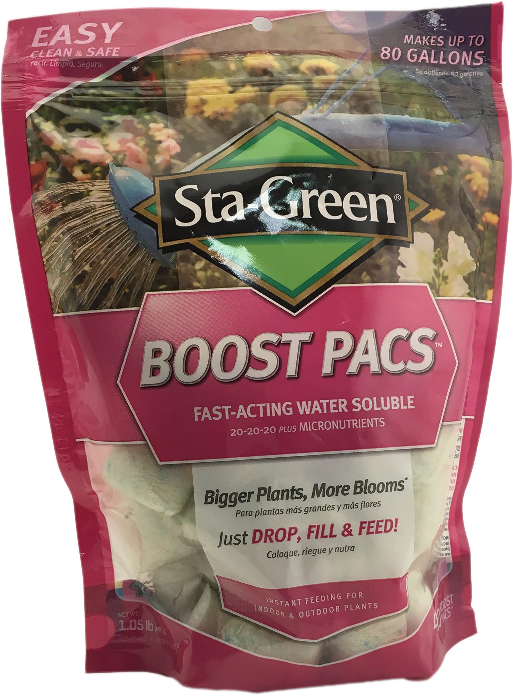 Infinity Sta-Green Fast-Acting Water Soluble Boost Pacs For Bigger Plants and More Blooms (1.05 Pound Bag of 40 Boost Pacs)