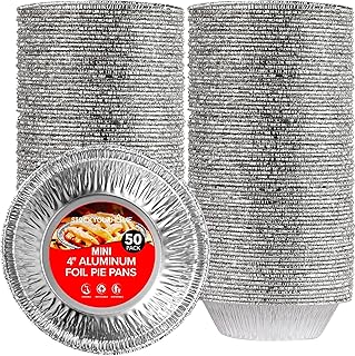 Stock Your Home 4 Inch Mini Aluminum Foil Pans (50 Count) – Disposable Small Tins for Baking Tiny Treats, Fruit Tarts, Quiche, and Mince Pies