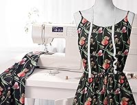 Vista 6 de Soimoi The Yard - Tela negra de rayón – 56 pulgadas de ancho – Sweet Pea & Leaves Watercolor Haven textil – fusión suave y caprichosa para varios