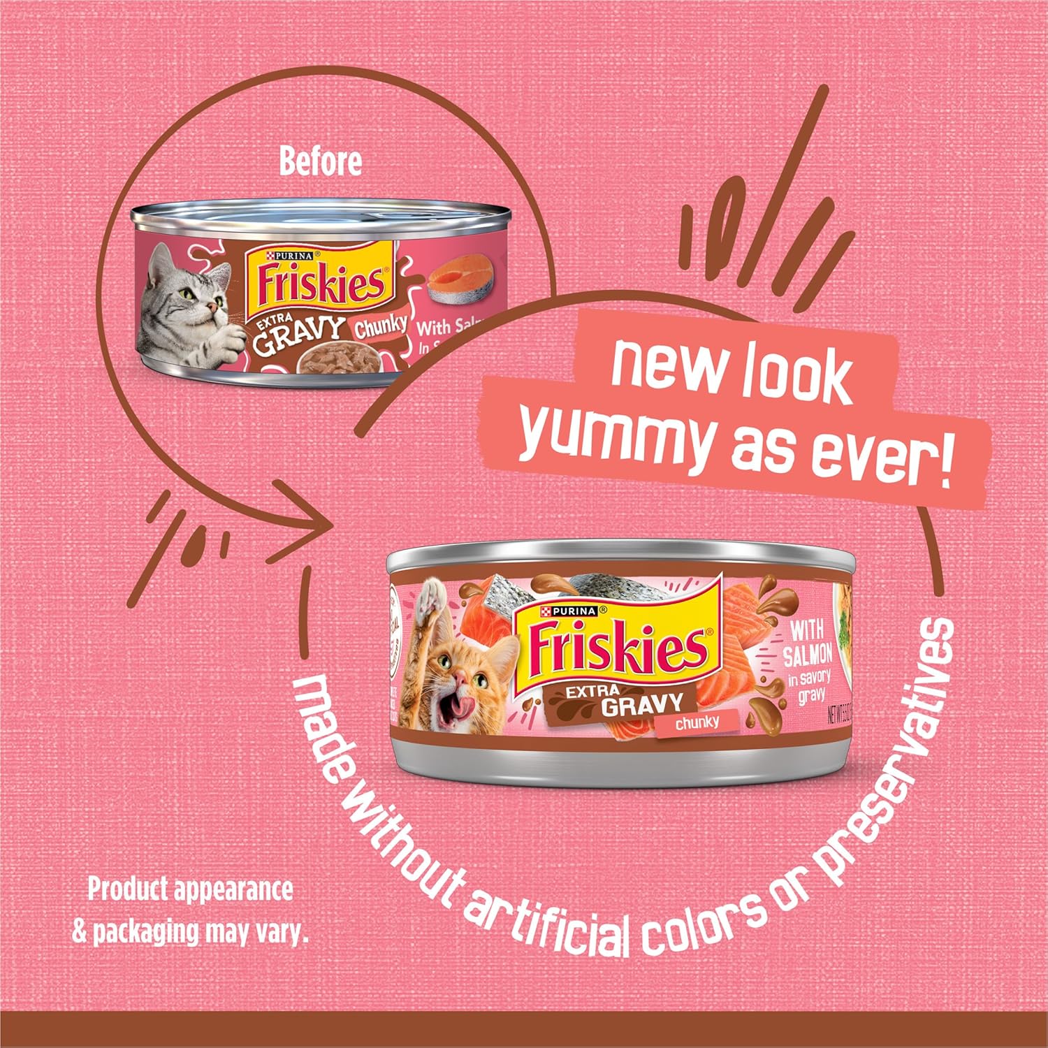 Purina Friskies Extra Gravy Wet Cat Food Chunky With Salmon in Savory Gravy - (Pack of 24) 5.5 oz. Cans