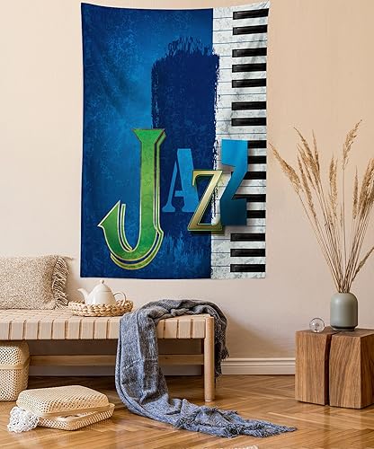 Miniatura 105 de Ambesonne Tapiz de naturaleza, silueta de oso salvaje en el bosque de la selva en la noche oscura, ilustración para colgar en la pared para Verde