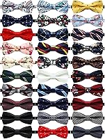 Jecery 30 Pack Pre-Tied Bow Ties for Men - Adjustable Neckband, Bulk Variety Patterns for Weddings, Parties & Formal Wear