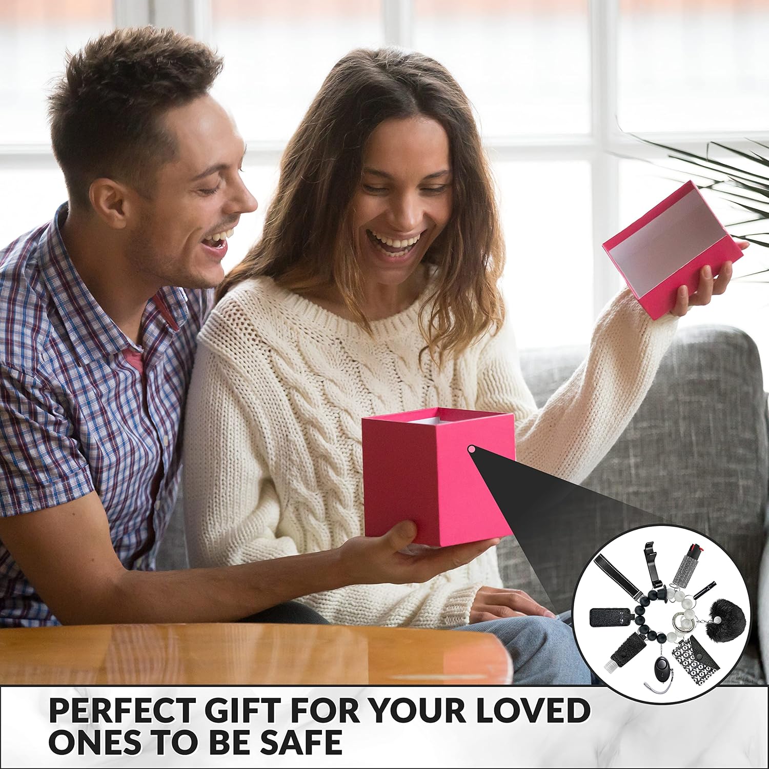 Keychain Set for Women and Girls Includes Beaded Wristlet, Pom Pom, Credit Card Puller and Personal Alarm - Image 8