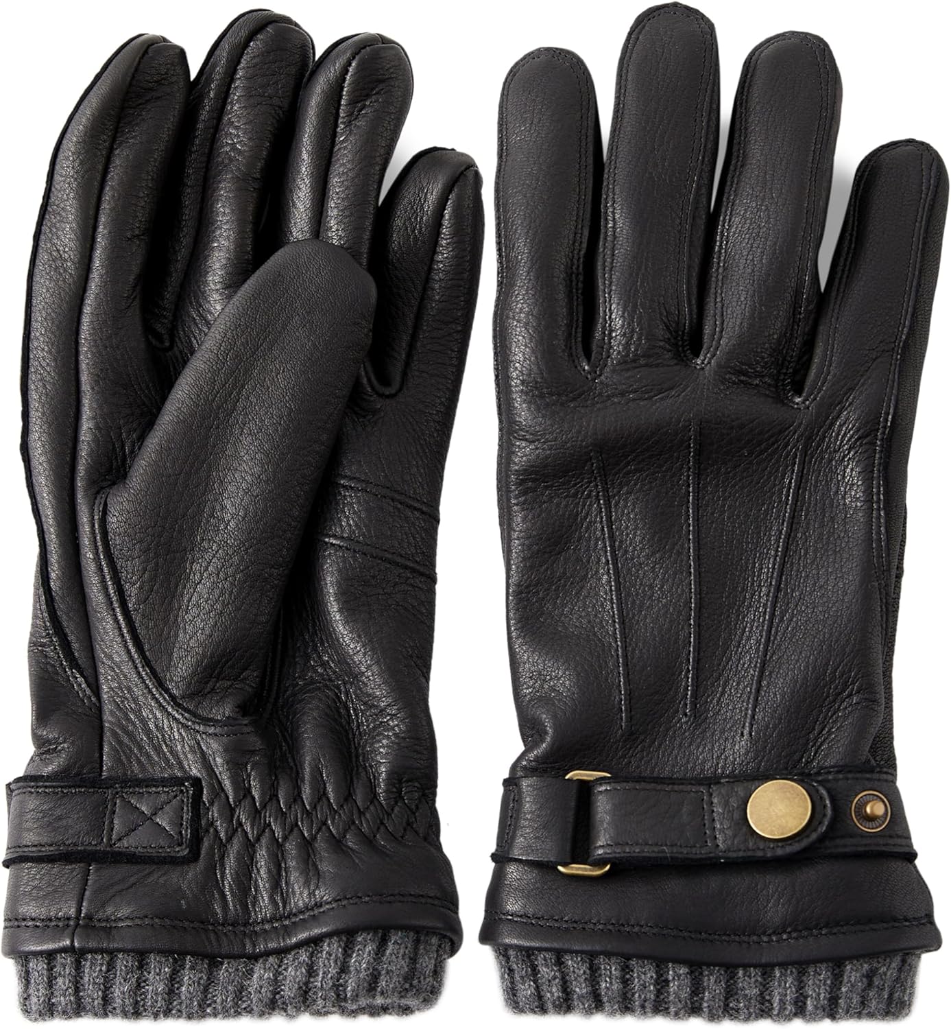 Handsome Genuine Deerskin Leather Gloves for Men Cashmere Lined Ergonomic Fingers More Comfortable