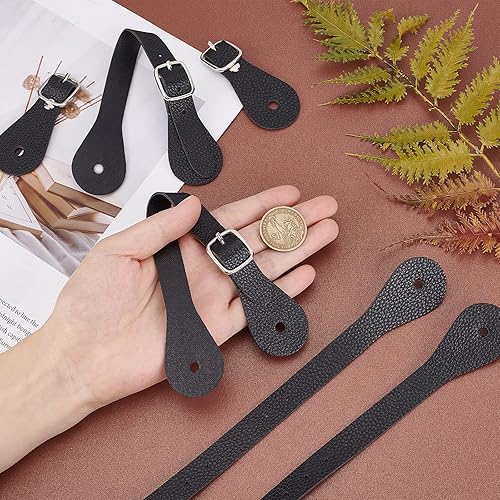 Miniatura 8 de GORGECRAFT 4 correas de cuero ajustables para botas para hombre y mujer, correas de cuero de una sola capa con cierre de aleación de zinc para