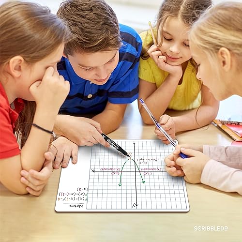 Miniatura 2 de SCRIBBLEDO Paquete de 10 pizarras blancas de borrado en seco de 11 x 14 pulgadas, pizarra de borrado en seco de doble cara con cuadrícula para el