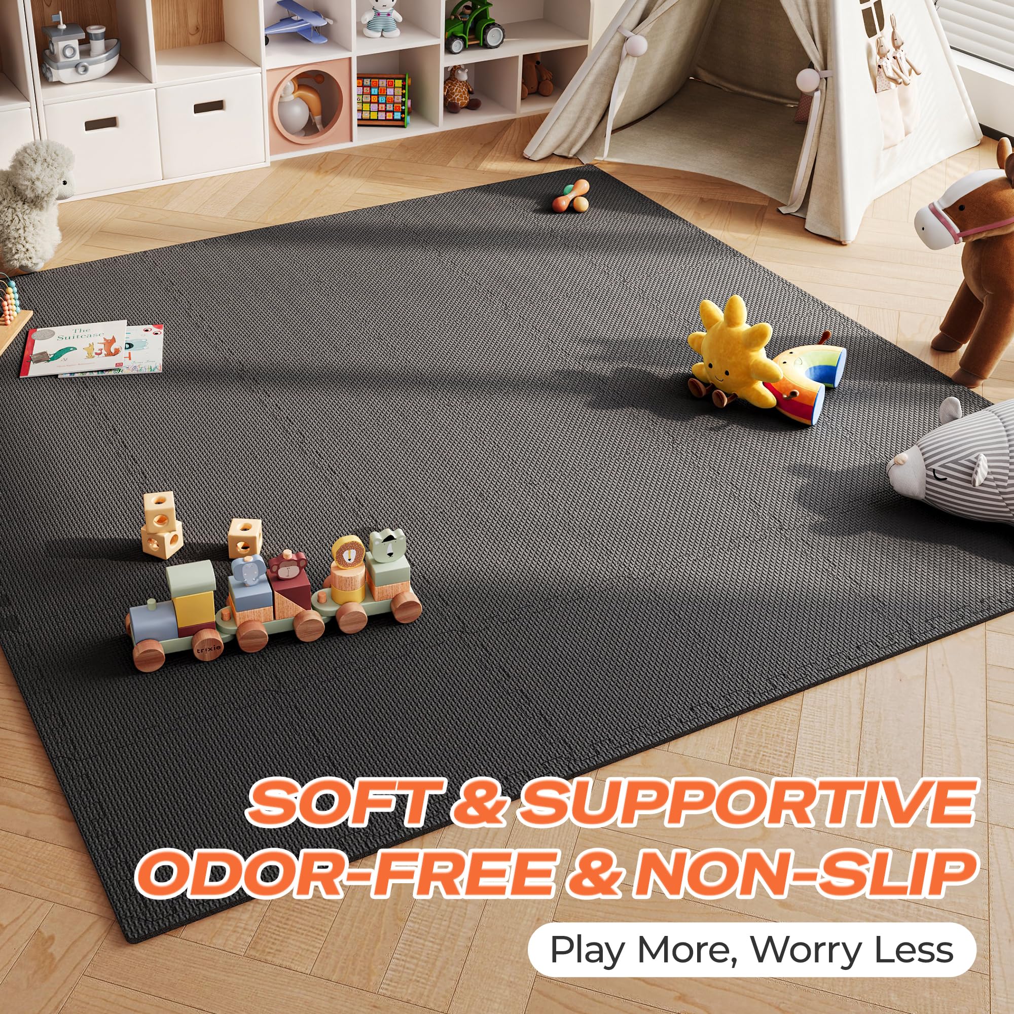 SUPERJARE Gymnastik-Fußmatten, EVA-Schaum-Puzzle-Übungsmatten, ineinandergreifende Bodenmatten, gepolsterte Schaumstoff-Bodenfliesen, Trainingsmatte für Zuhause, Fitnessstudio, Spielzimmer, Garage, 32