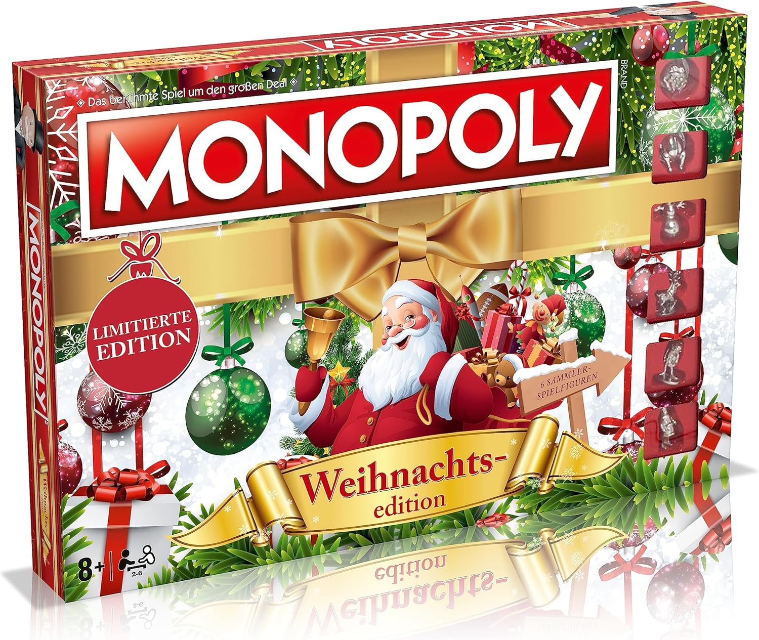 Winning Moves Monopoly Weihnachten Edition - Monopoly Spiel für Fans - Familienspiele Strategie Brettspiele Weihnachten - 2+ Spieler ab 8+ Jahren - Deutsch