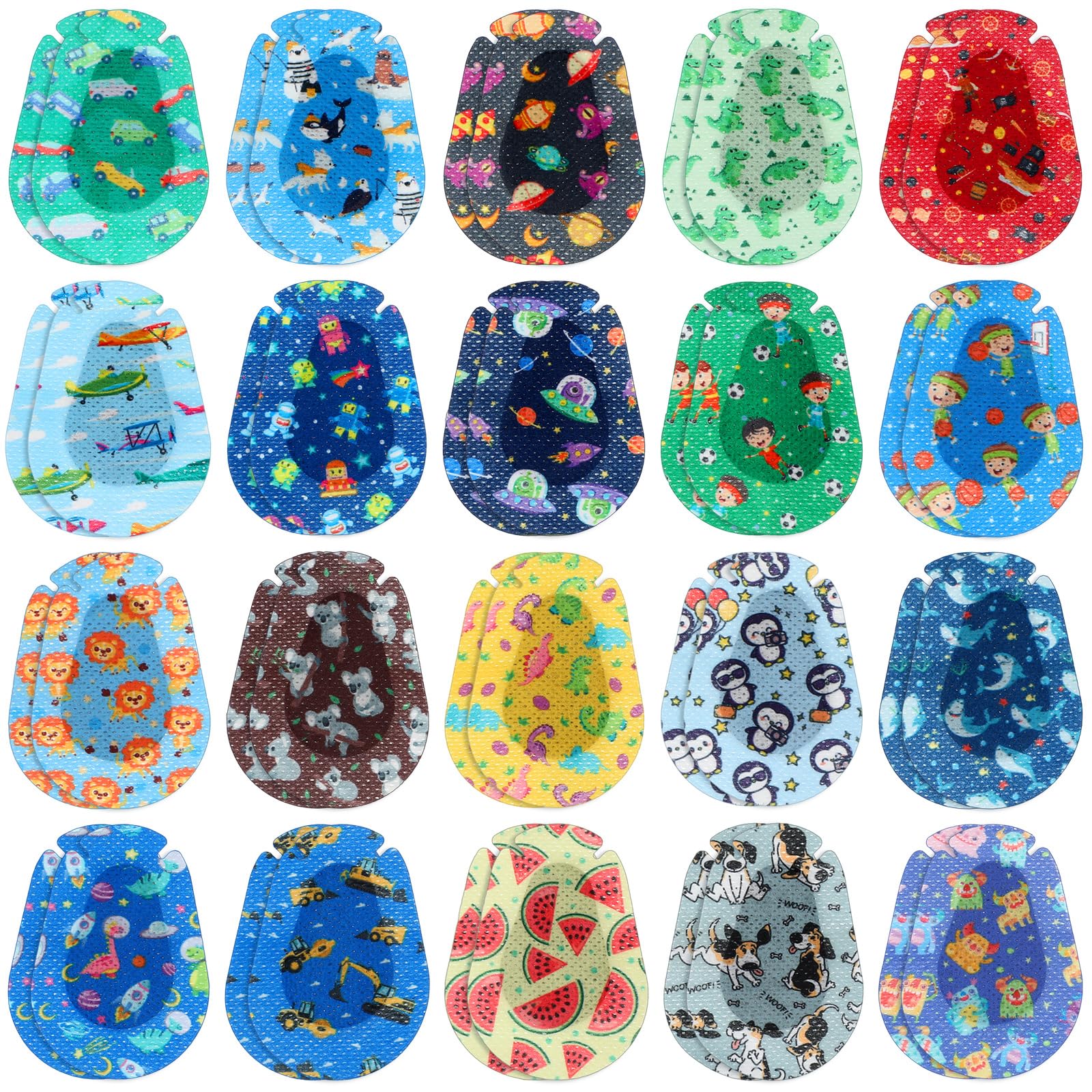 40 Pcs Adhesive Eye Patches for Kids Boys 20 Styles Breathable Boy Eye Patch Bulk Light Blocking Cotton Adhesive Bandages for Toddler Boys, 3 x 2 Inch