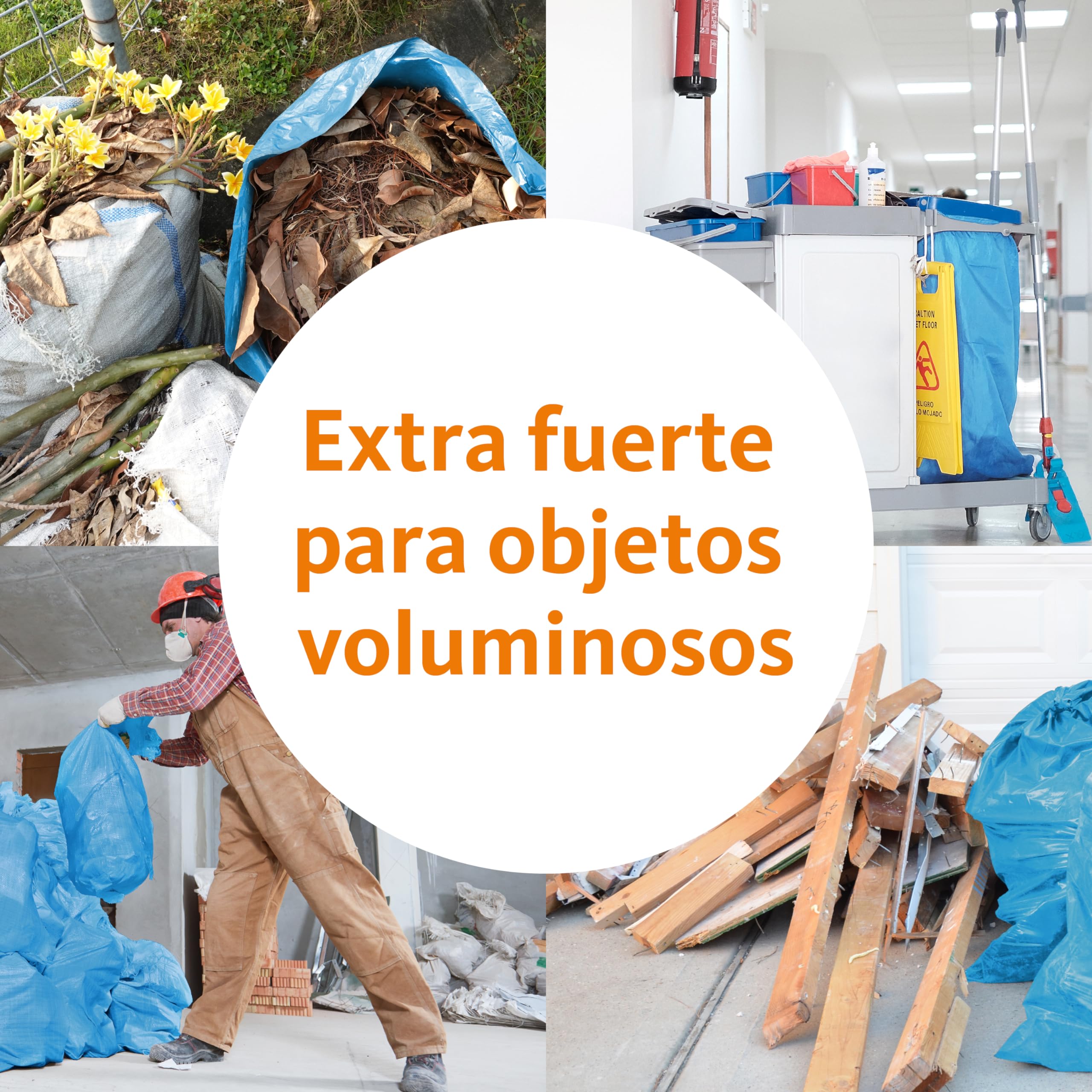 DEISS Bolsas de Basura Industriales 240L – 25 Unidades – Azul, Extrafuertes, Alta Capacidad – Saco de Residuos para Contenedores Grandes y Uso Profesional