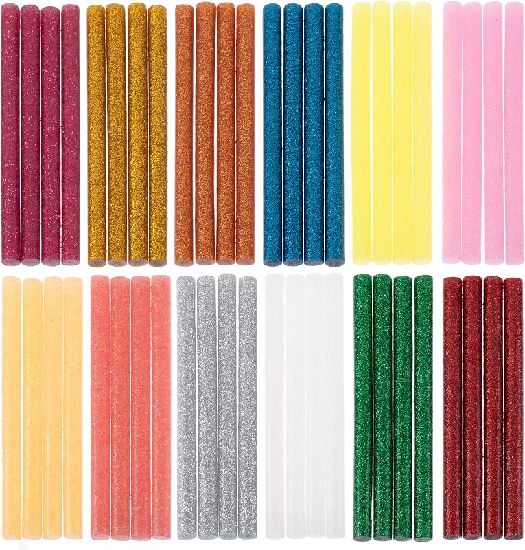 Mr. Pen- Barras de pegamento caliente con purpurina, 4 x 0,27 pulgadas, 48 ​​piezas, suministros para álbumes de recortes | Barras de pistola de pegamento caliente de colores, mini barras de pegamento para pistola de pegamento caliente, mini barras de pegamento caliente, barras de pegamento de colores, barras de pegamento pequeñas