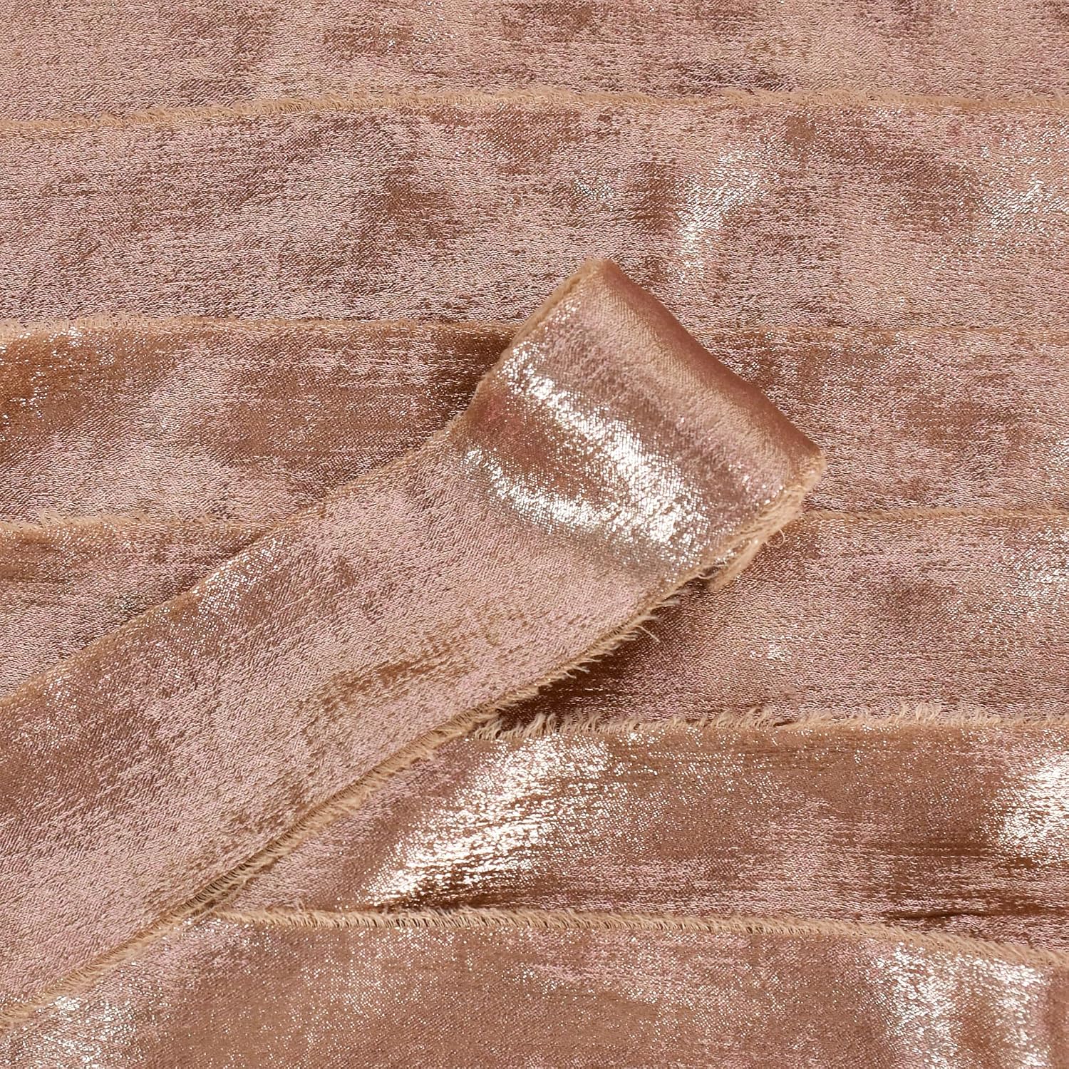 3 Rolls Khaki Silk Satin Ribbon, 1.5 Inch 15 Yards Chiffon Frayed Ribbon for Flower Bouquet, Gift Wrapping, Wedding, Birthday Party Decor image 3
