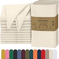Ruvanti 100% Cotton Cloth Napkins Set of 12, 18x18 Inch Antique White, Soft Absorbent Washable for Weddings, Christmas, Thanksgiving Dinners
