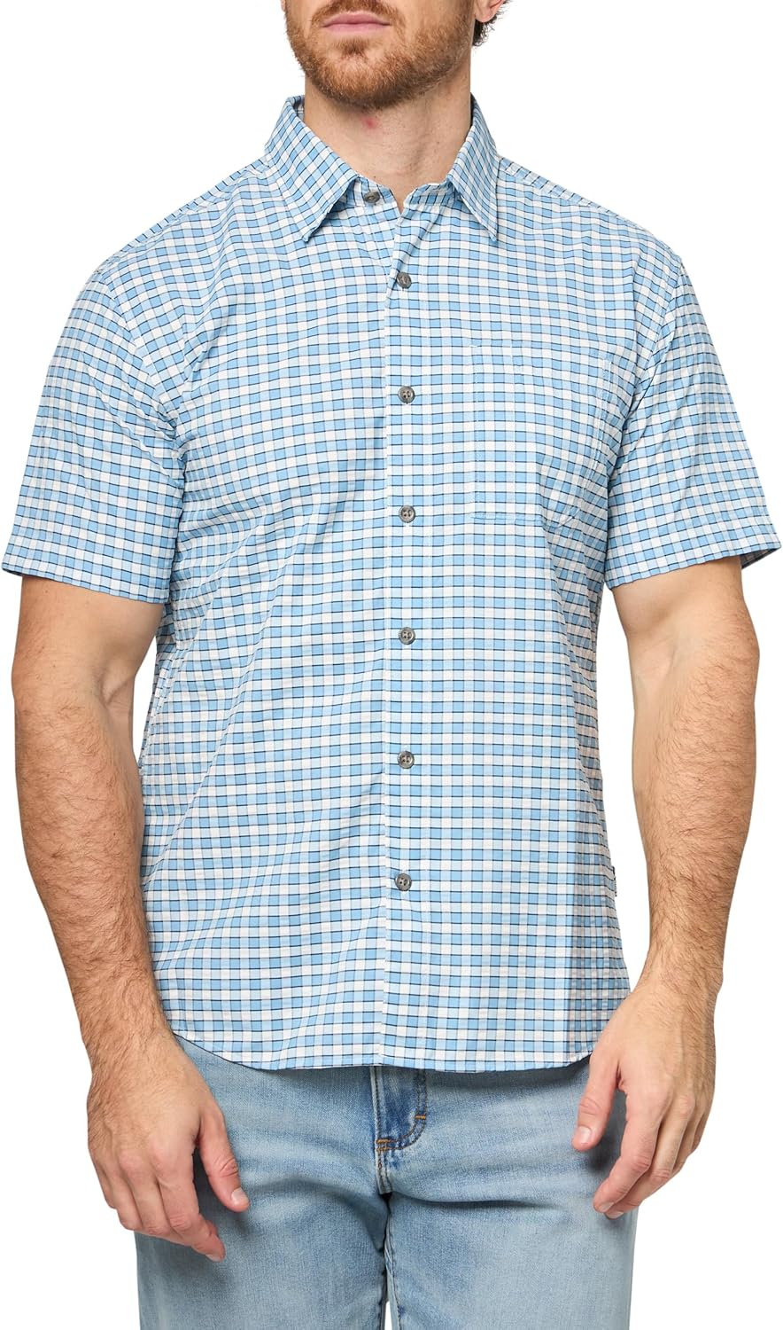 Eddie Bauer Mens Pack It Seersucker Short-Sleeve Shirt