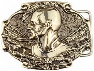 German silver belt buckle Cossack, Handmade Ukrainian historical figure, free person image, warrior, military solid handmade belt buckle