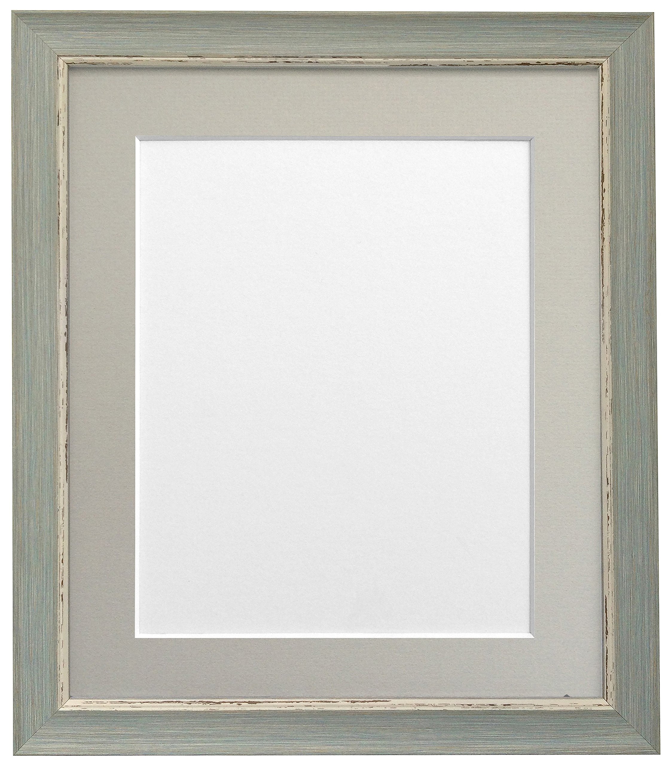 Frames By Post Blue Nordic Distressed Photo Frame With Light Grey Mount 12"X10" Pic Size 9"X7"