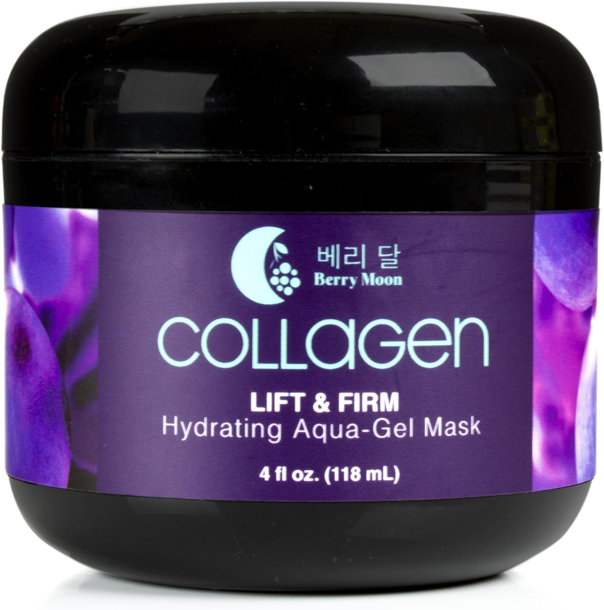 Berry Moon Anti-Aging Collagen Mask for hydration, dark spots, and enlarged pores. With rosewater and coconut oil. Large 4oz jar.