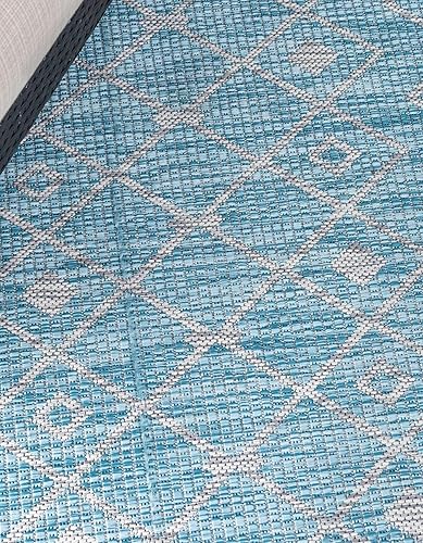 Vista 294 de Unique Loom Alfombra Colección enrejado Marroquí Celosía Transicional Interior y Exterior, Polipropileno Gris carbón/natural