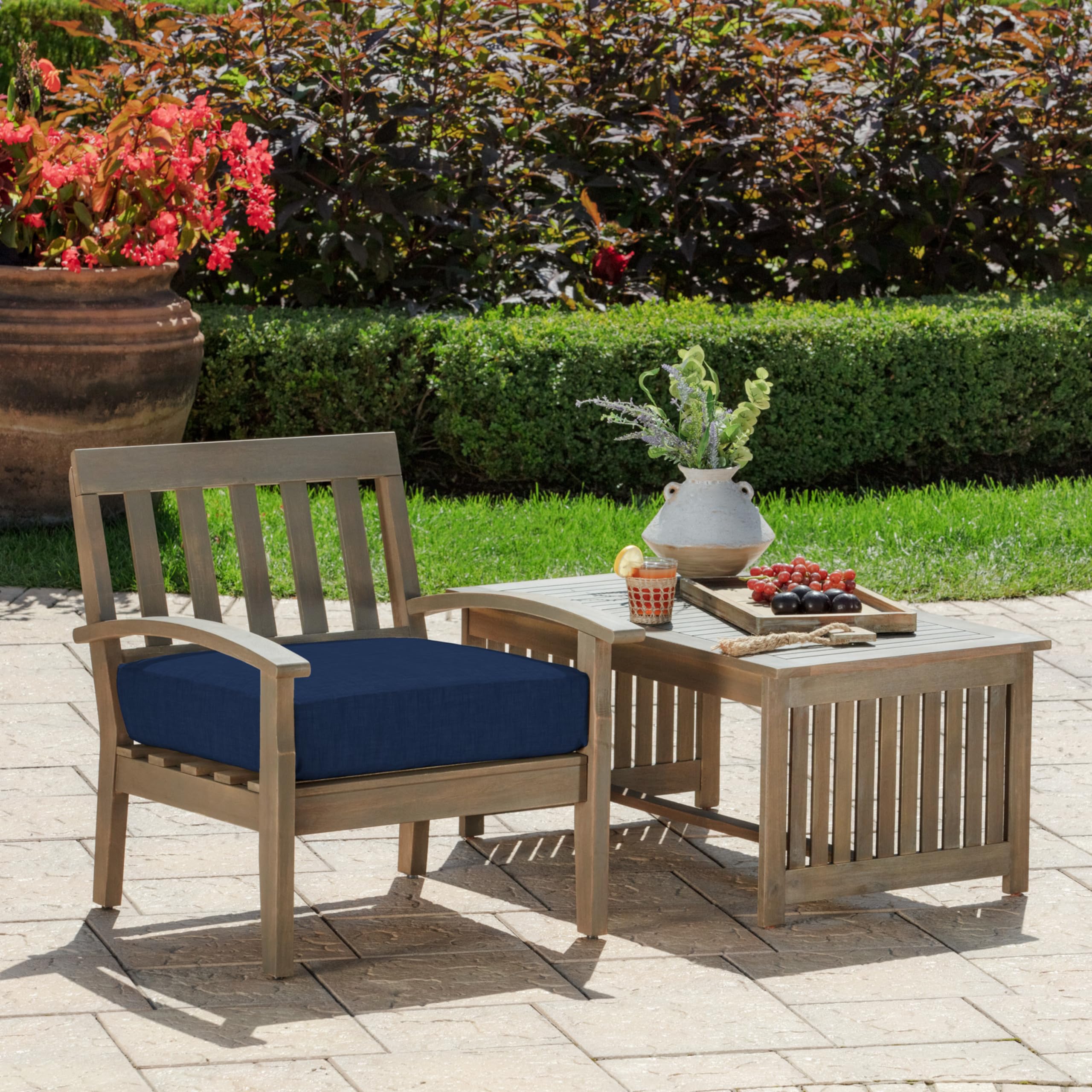 arden outdoor deep seat bottom cushion, 24 x 24, rain-proof, fade resistant 24 x 24, sapphire blue leala