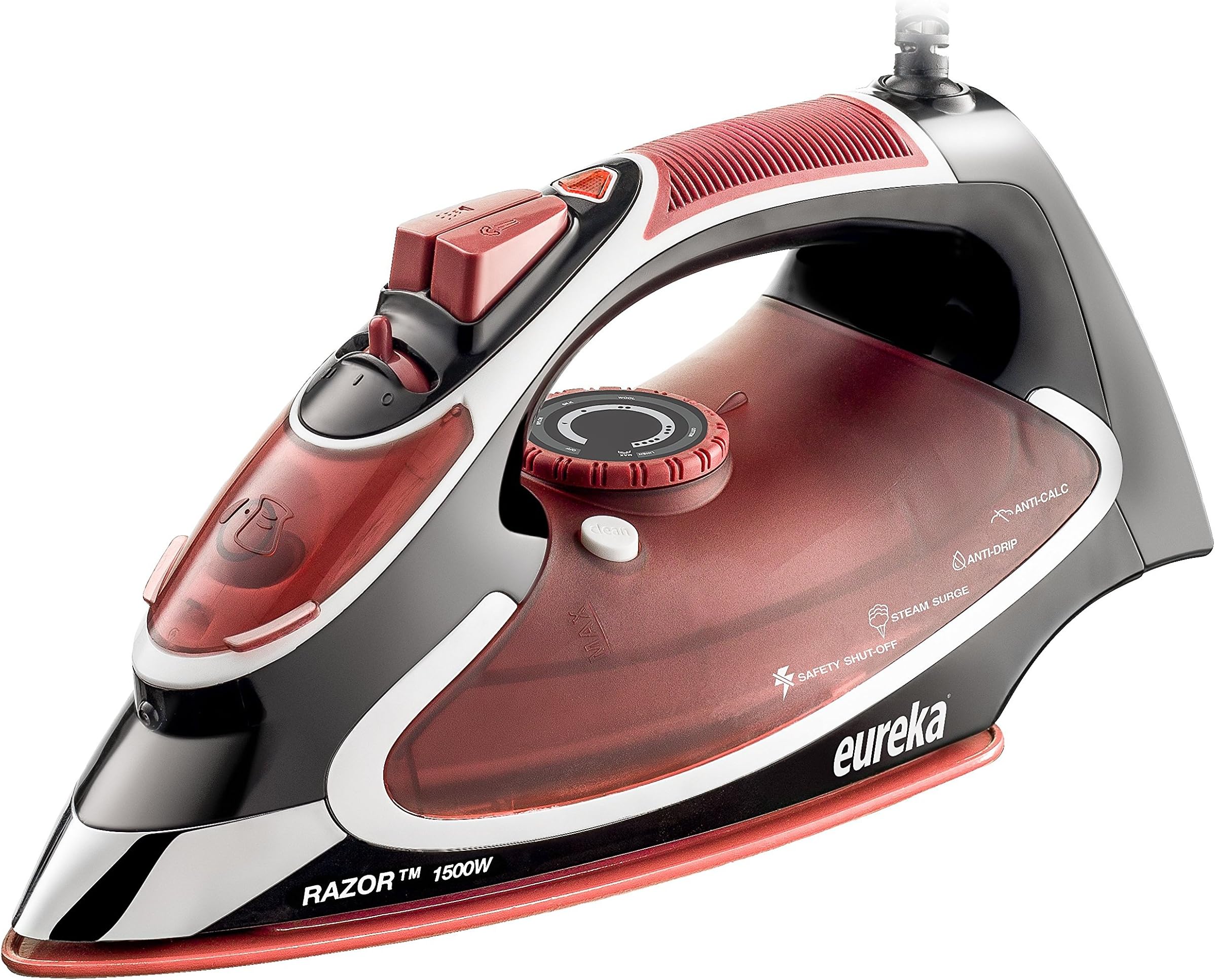Eureka Razor Hand held Steam Iron for Clothes , Powerful Burst Super-Hot 1500 Watt Steam Iron Press , Marsala Pouch Included