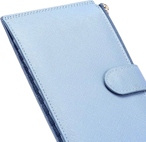 Miniatura 6 de Cartera delgada para mujer, con bloqueo RFID, plegable, para tarjetas de crédito, organizador de múltiples tarjetas de cuero con 2 bolsillos con