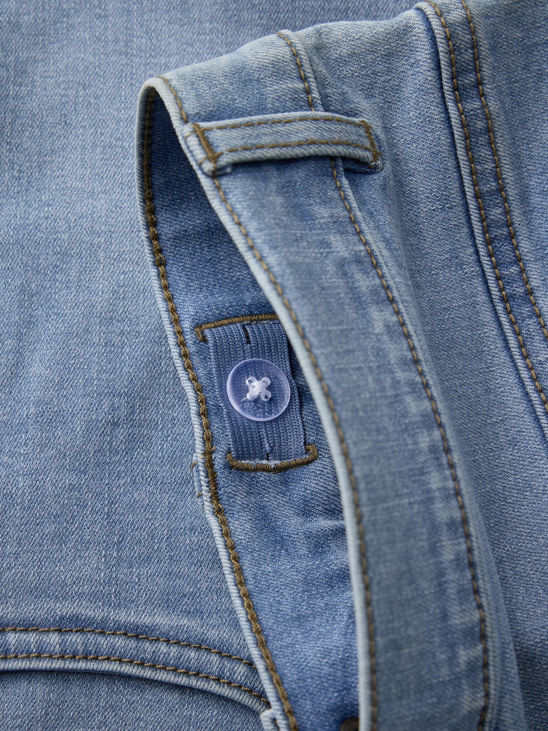 Kurze Hose Mädchen Jeans – Slim Fit Denim Shorts mit verstellbarem Bund, Leichte Abnutzungserscheinungen & Hakenverschluss