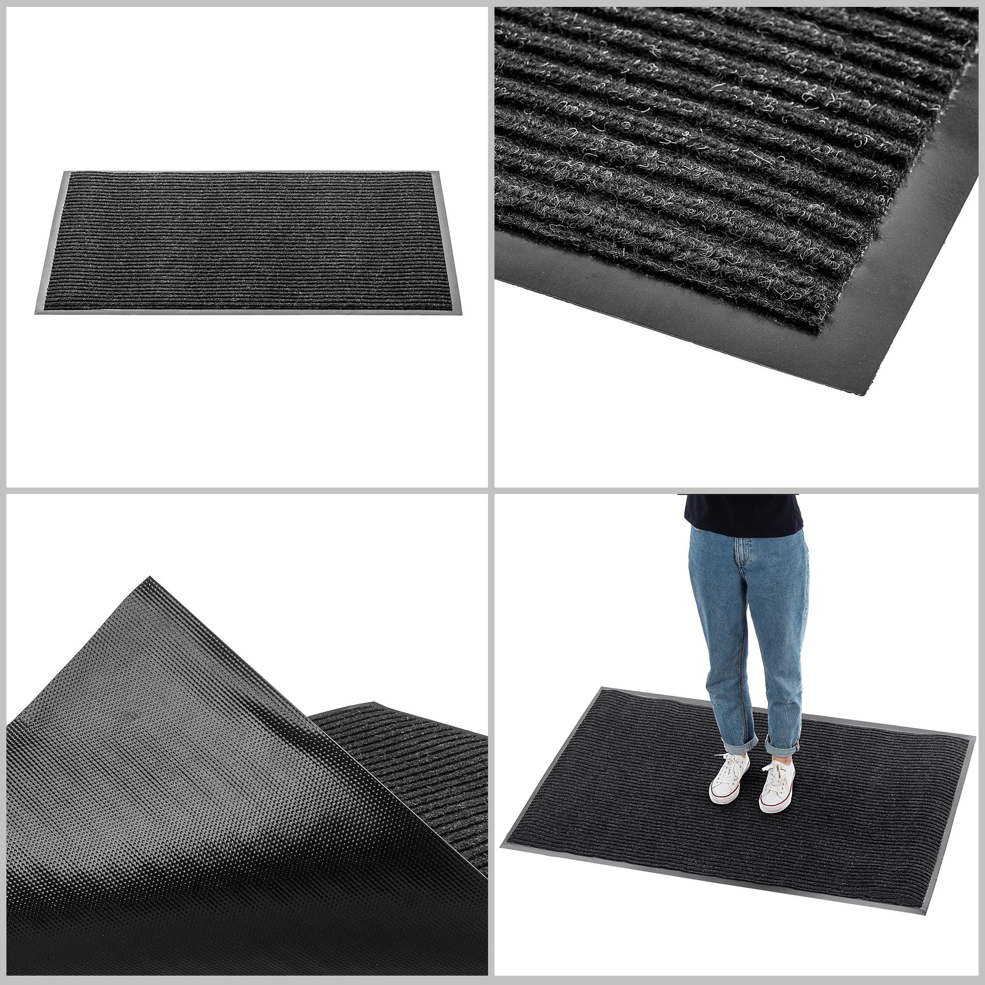 KADAX Zerbino antiscivolo per interni ed esterni, zerbino per porte di casa e ingressi (antracite, 90 x 150 cm)