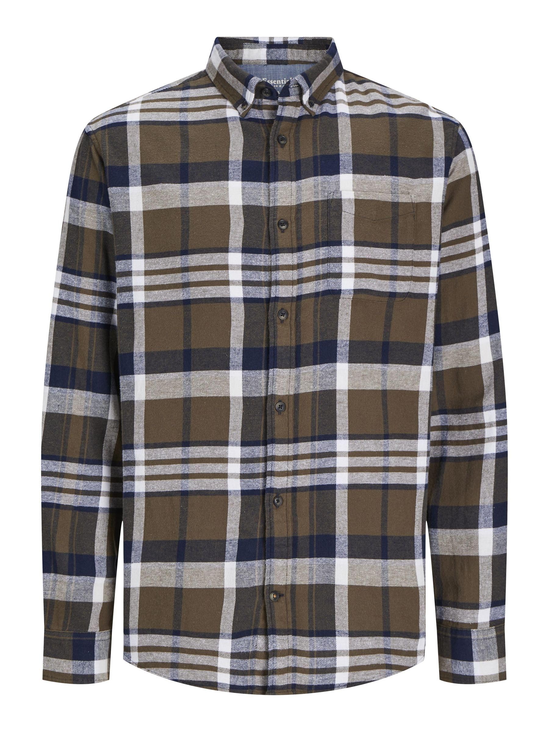 Jack & Jones Male Check Shirt Slim Fit Checked Shirt, Canteen, XS