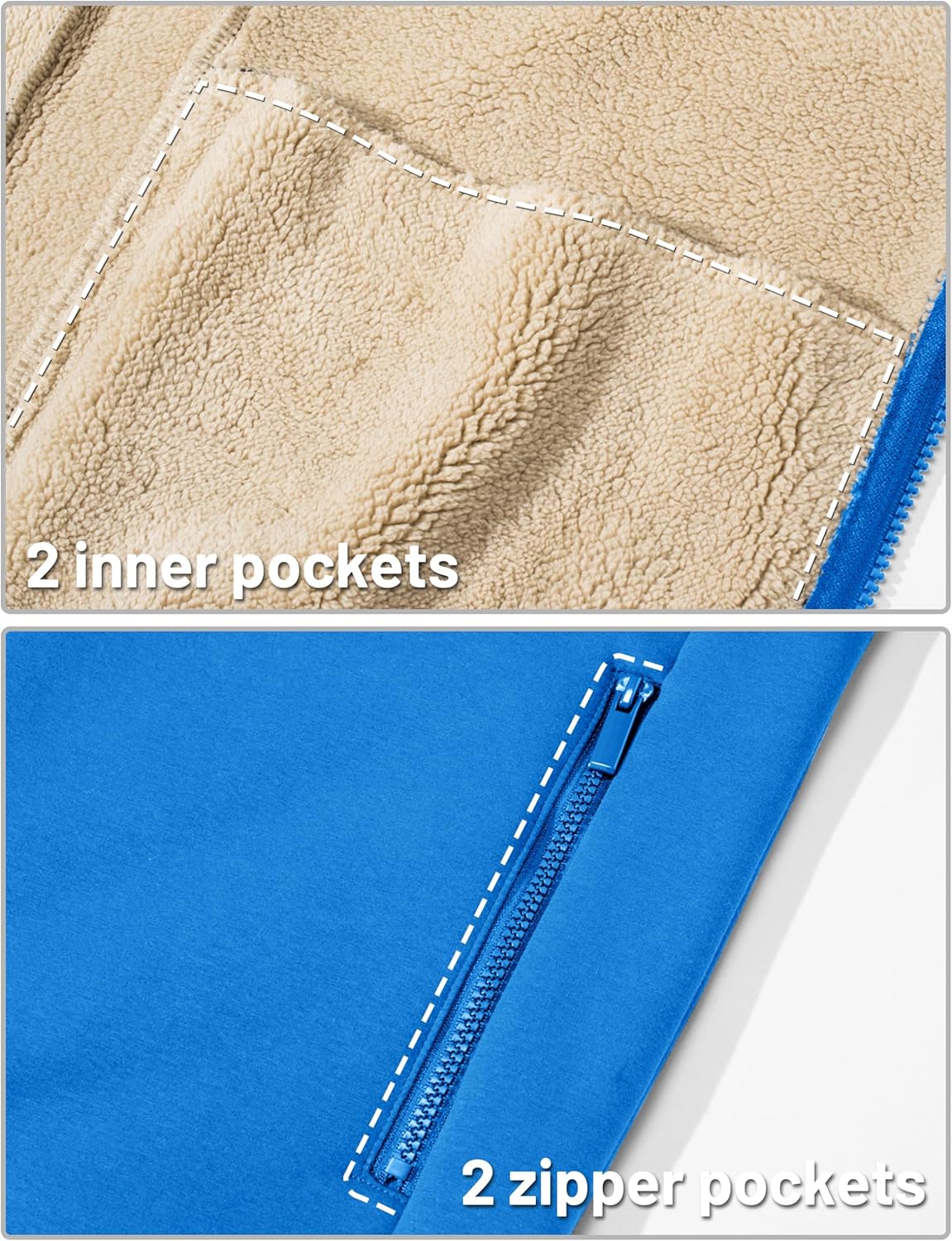 TACVASEN Men's Zip Up Sherpa Lined Hoodies Thick Fleece Heavyweight Jacket Windproof Thermal Zipper Sweatshirt - Image 7