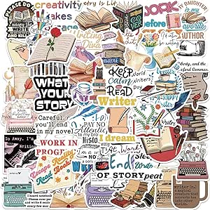 Writer Stickers,50 PCS Love Reading Aesthetic Waterproof Stickers,Vinyl Stickers for Students, Bookish Gifts Stickers for Bookish Adults Kids Book Lovers, Teachers (Writer)