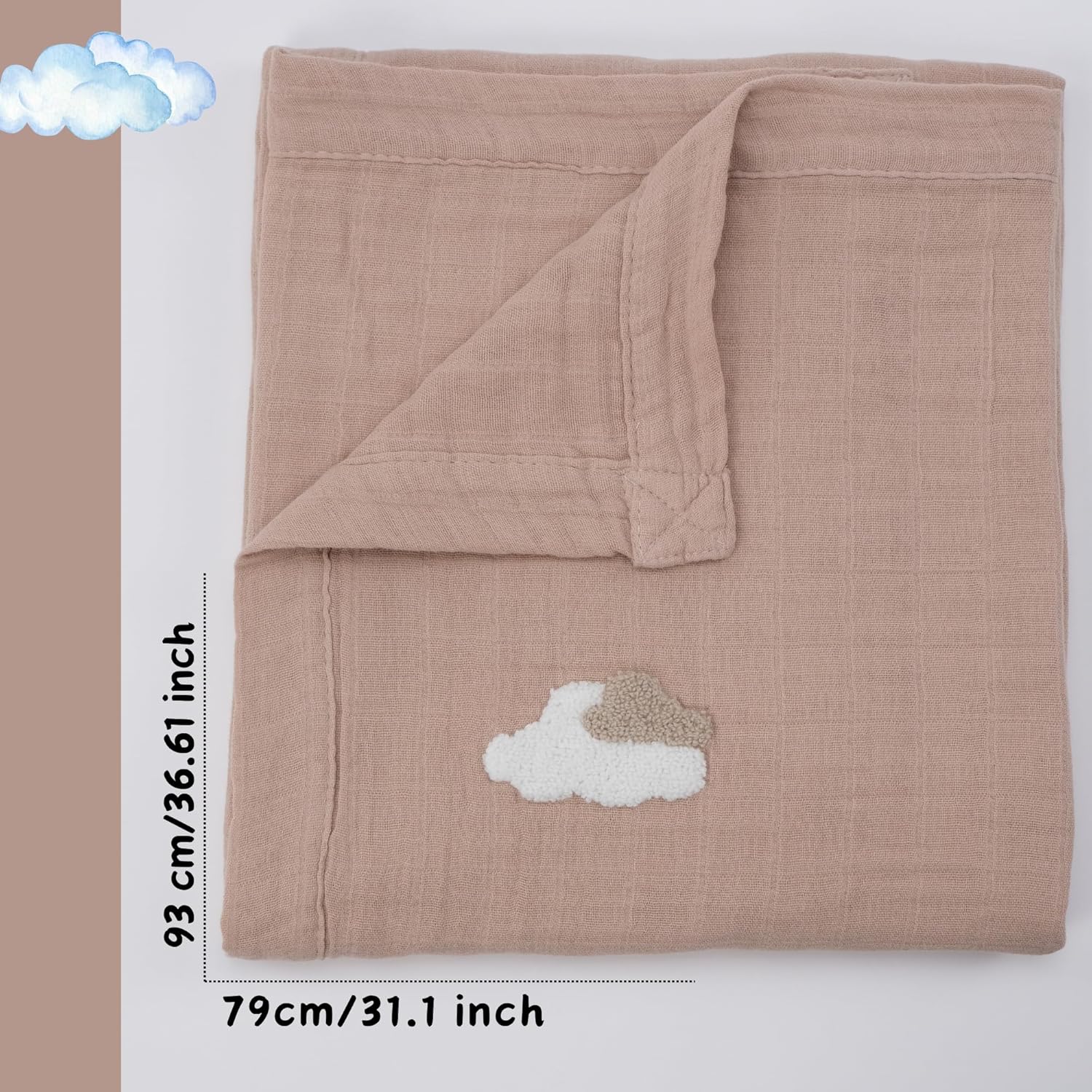 Premium Muslin Punch Embroidery Swaddle Blankets for Newborns and Babies | 6-Layer%100 Cotton Baby Blanket, Receiving Blanket | Baby Essentials for Nursery, Stroller