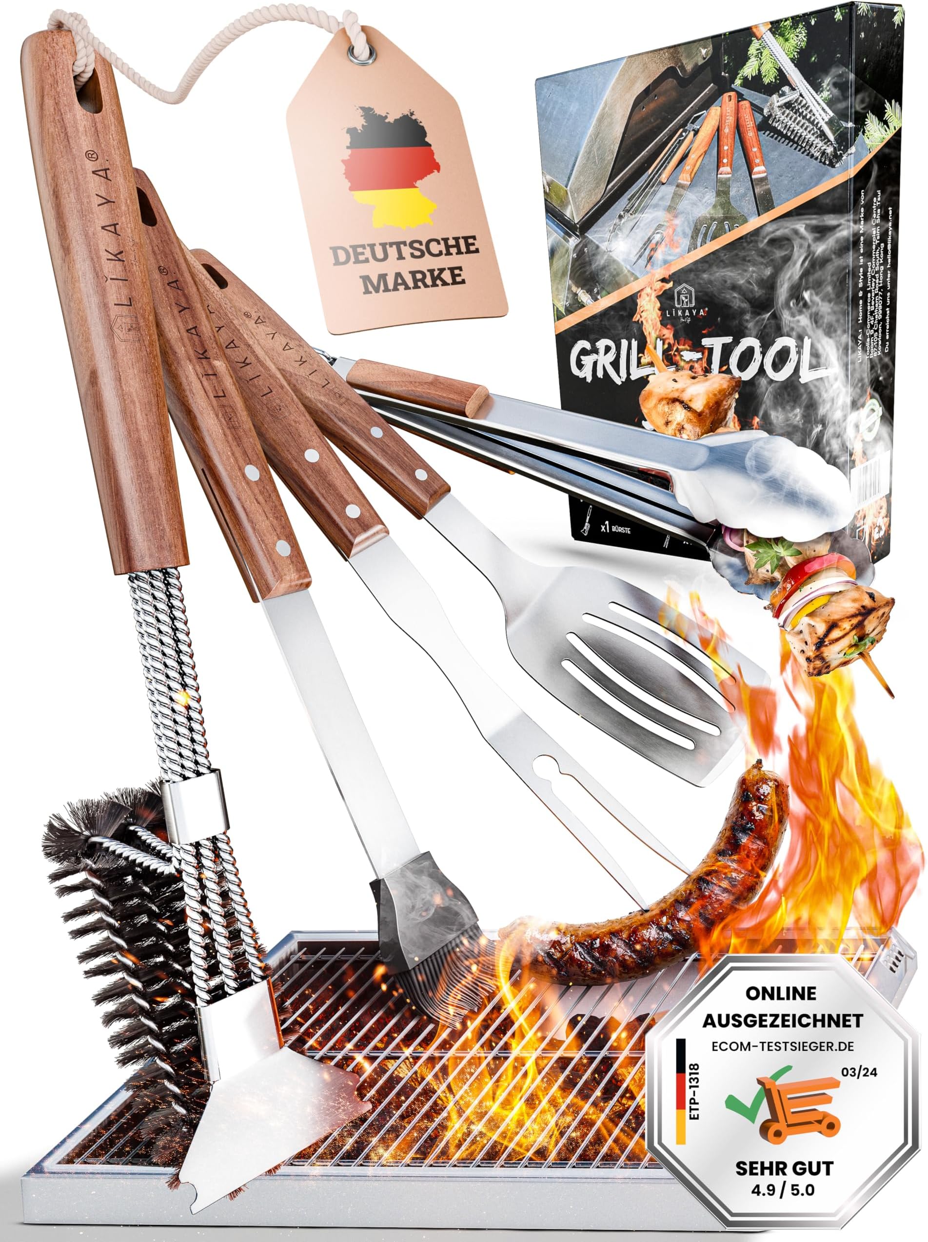 LEÓN Goods® : Barbecue accessoireset [ grillborstel] grilltang