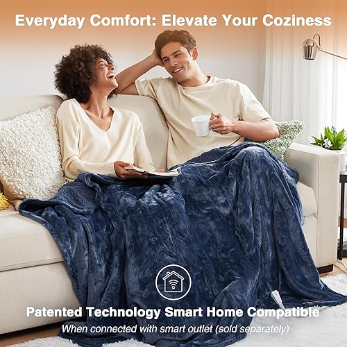Vista 47 de Beautyrest - Manta Eléctrica Reversible de Felpa ultraligera - Manta Eléctrica, Regulador de Múltiples Niveles de Calor Acogedor Sofá Sala de Estar