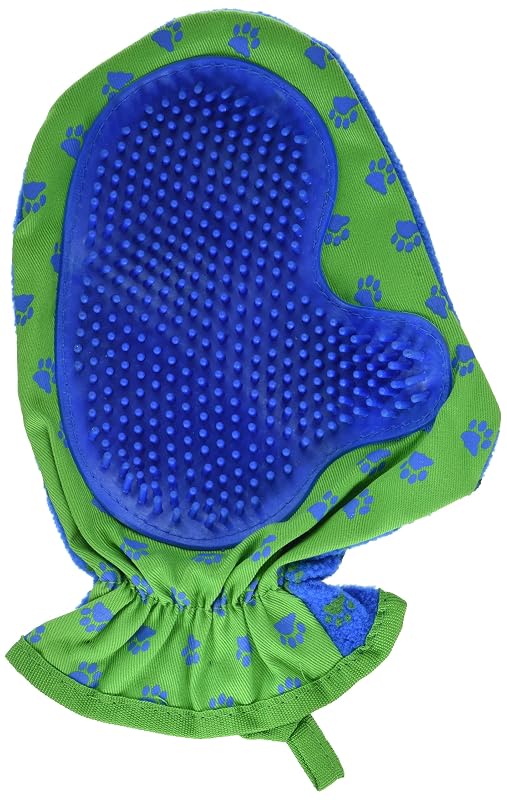 Luva Removedora de Pelos para Cães e Gatos de Borracha Items 4 U 00525 Blue/Green, Pacote com 1