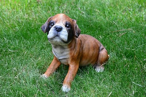 Miniatura 2 de Michael Carr Designs Punch-Boxer Puppy M - Figura de perro para exteriores, jardines, patios y césped (80108)