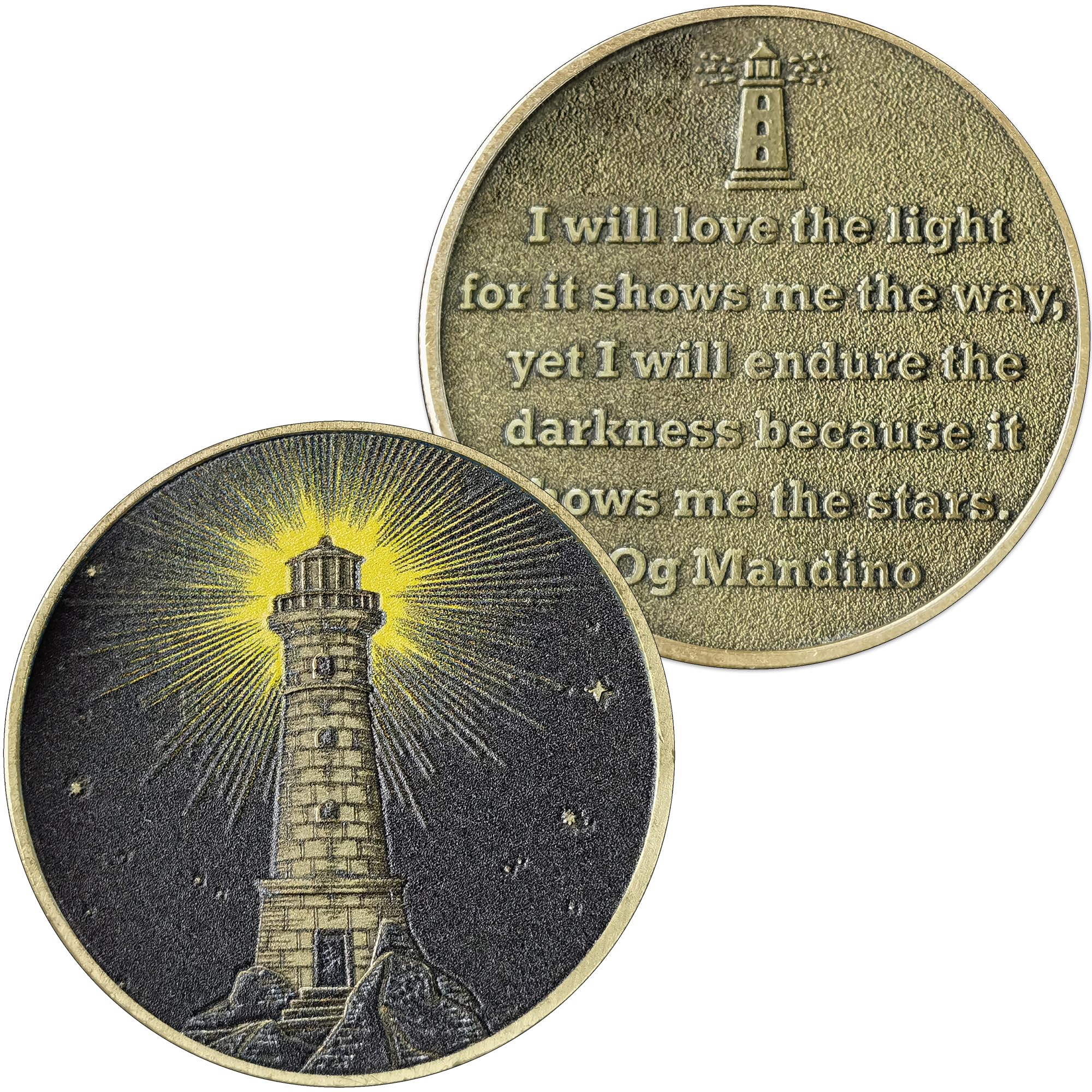 LZWINLuminous Beacon in The Depths of Sobriety - Illuminating The Path Through Darkness AA Recovery Medallion Thoughtful Sobriety Gift