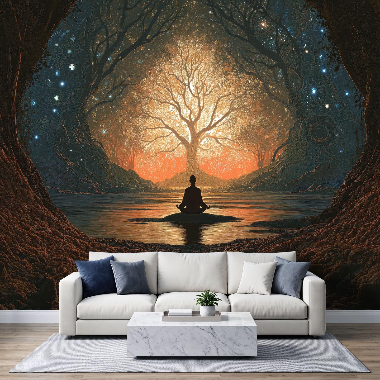 Générique Tapeta 3D efekt panoramiczny obraz ścienny 250 x 175 cm fantazja kunst balsam des lebens tapeta gobelin panoramiczny plakat salon dekoracja ścienna do pokoju dziecięcego, żółta