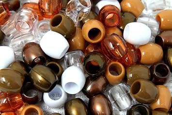 Around 60 PC X Large Premium Pony Beads - Bracelet Cool Beads, Hair Braids, Kids Crafts, Plastic, Brown Mix
