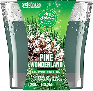 Glade Jar Candles, Fragrance Candles Infused with Essential Oils, Air Freshener Candles, 3.4 Oz; Multiple Scents Available! (Pine Wonderland, 1 Wick)
