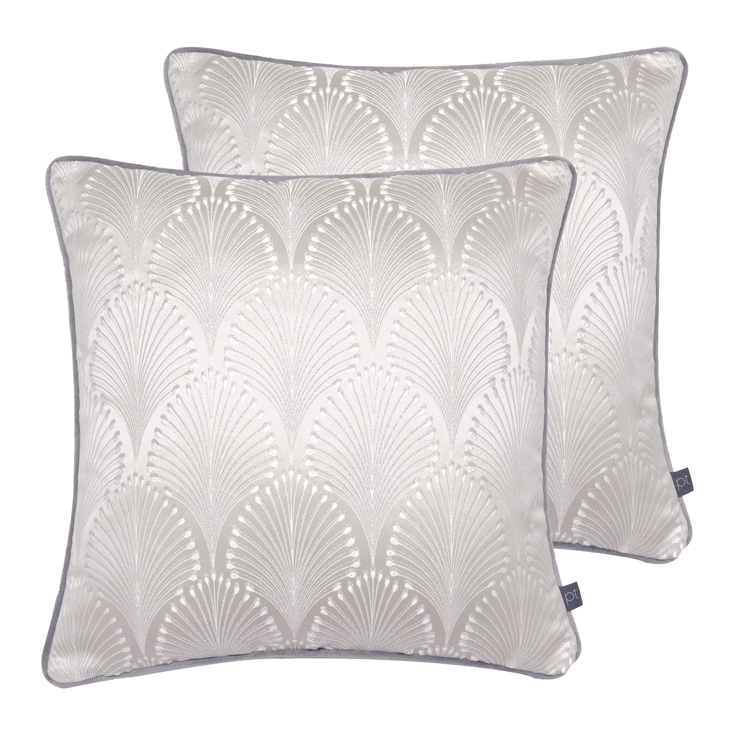 Prestigious Textiles Boudoir Feather Filled Cushions (Twin Pack), Polyester, Metallic, Lycra, Alabaster